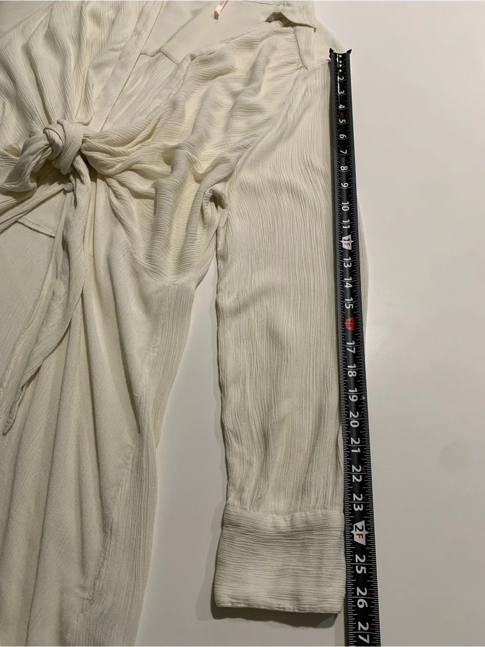 Free People Worlds Apart Cream Tie-Front Long Sleeve Tunic Cover Up, Duster, XL